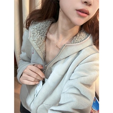 网图高品双面摇粒绒加厚保暖连帽羊羔绒开衫外套男女A1050-P65，男装棉衣，星座1505