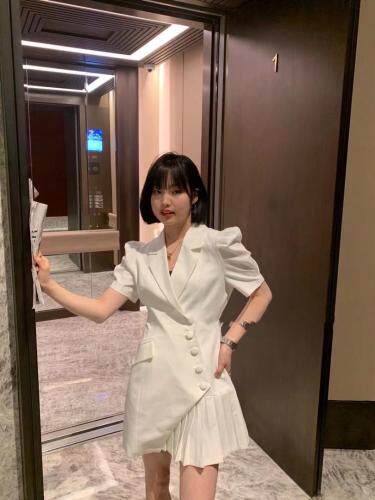 夏季新款淑女风西服连衣裙，女装连衣裙，DD+(4F)