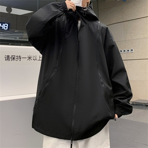 JK9006/P65春装新款现货防水冲锋衣男夹克个性拉链大码宽松外套图片