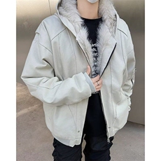 冬季毛领连帽棉服男宽松小众解构帆布座山雕棉衣外套MF320-P118，男装棉衣，星座412-2