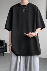 8XL-M高品质重磅棉光版纯色短袖T恤百搭款半截袖五分袖DX332特P23，男装T恤，电商D206-1