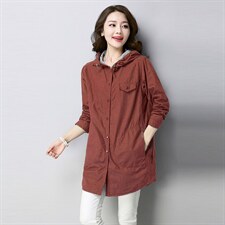 2022秋季新款时尚女装风衣外套修身显瘦长款连帽设计百搭气质外套，女装风衣，秋牧寒烟