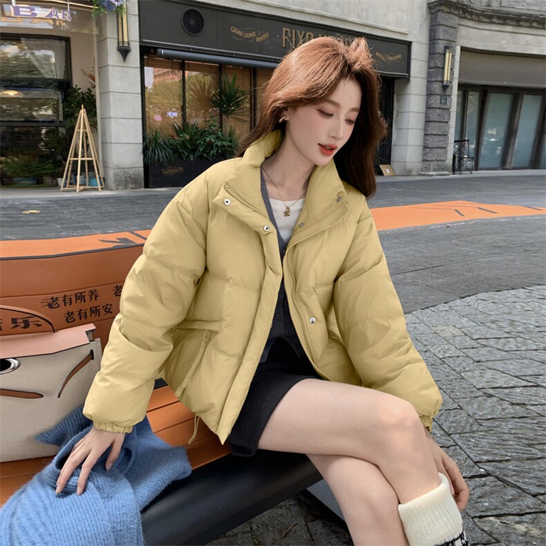 现货新款独特超好看短款羽绒服女款冬季立领面包服小个子羽绒外套,女装羽绒服,网红馆