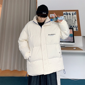 新款男百搭设计感纯色情侣港风棉衣M068B-P90控148图片