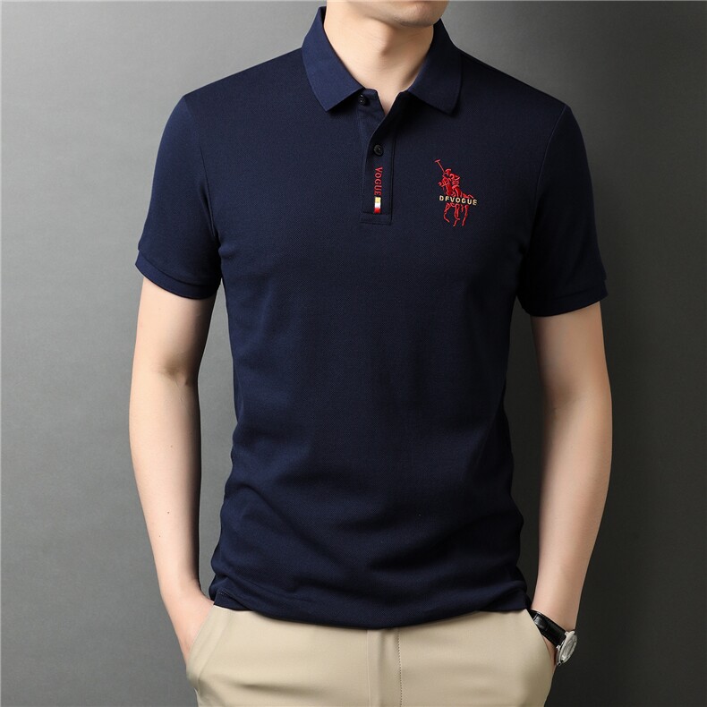 短袖T恤男2024夏季新款商务休闲刺绣翻领中年Polo衫男,男装Polo衫,电商B212（原钱塘6029）