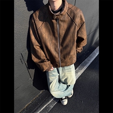 立领皮衣男飞行员皮夹克机车风大码外套JK2122-P80大码元，男装夹克，星座210-1