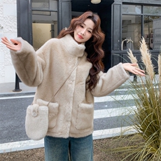 现货新款水貂毛皮毛一体软糯环保绿色皮草配包包p215-k328，女装羊羔毛/颗粒绒，SL