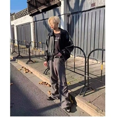 美式复古垫肩短款外套男潮牌飞行员痞帅高级感机车服翻领休闲夹克，男装夹克，星座506A
