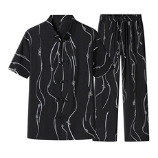 男士夏季风汉服棉麻透气舒适复古开衫唐装两件套HO6930-P65，男装民族服装，星座1105-3