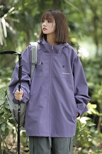 冲锋衣连帽夹克男宽松落肩纯色上衣外套DSA157B-JK727-P58图片