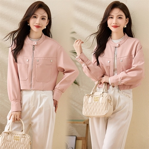 现货复古短款皮衣外套女2024春秋新款PU皮机车服秋季女式皮夹克图片