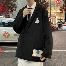 学院风休闲男DK制服徽章短袖情侣装夏秋季薄款西服外套XI01/P50，男装西服，星座506A