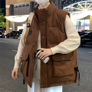 5万件主推M-8XL大码马夹男秋冬季立领工装羽绒棉加肥加厚宽松马甲图片