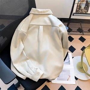 高级感麂皮绒绒长袖衬衫男痞帅免烫衬衣服春秋宽松外套LSM30 P43图片