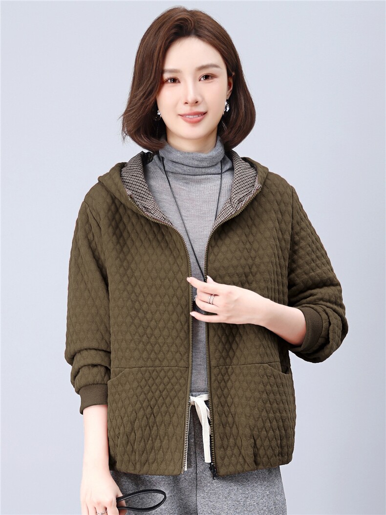 2026年春秋季新款时尚大码妈妈装气质显瘦休闲百搭两面穿外套,女装短外套,独衣靓