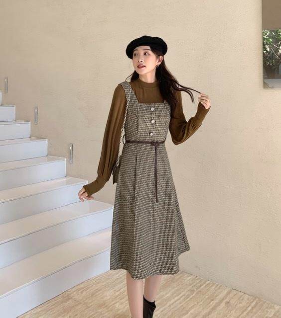 两件套连衣裙，女装连衣裙，E莎