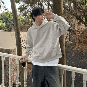 抖音得物二开 26春装美式高街短款廓形连帽卫衣男女外套LM01图片