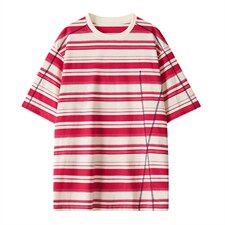 2026夏季新款条纹哈苏线圆领短袖T恤男DT6259-特P35建议零售价88，男装T恤，电商A001