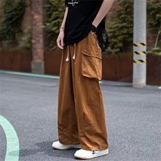 高级感裤子男高街ins潮宽松垂感阔腿裤日系束脚工装裤子A7132-P42，男装工装外套，星座1008-2