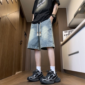 水洗大码牛仔短裤男夏季高街宽松直筒休闲五分裤24XD23021特批35图片