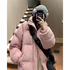 EQ355灯芯绒字母条棉衣外套男女学生冬季加厚面包服2024新款棉服，男装棉衣，电商C306-1
