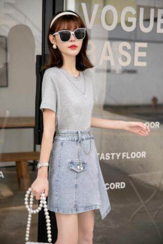 【夏季新款】T恤连衣裙牛仔半裙两件套，女装T恤，笑思源