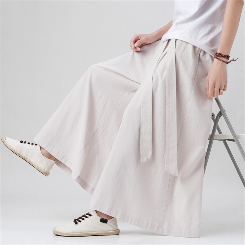 2025汉服唐装宽松阔腿裤风棉麻阔腿裤基地A057-K371-P55，男装民族服装，电商A057B