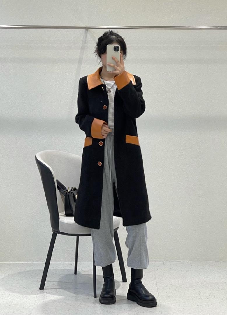 2021新品撞色呢大衣,女装其它,小车家