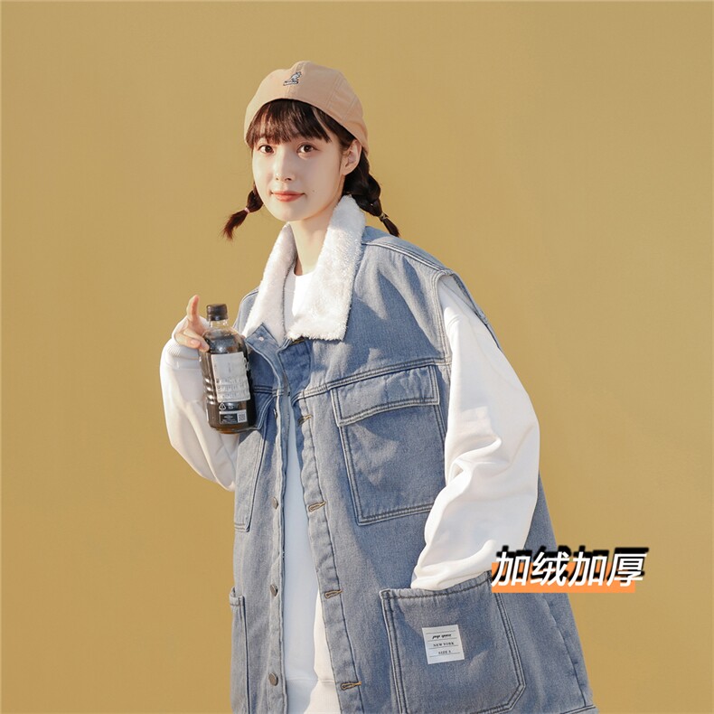 MJ215J-p68-限价98 抖音情侣工装棉马甲男外穿大码羊羔毛cityboy图片