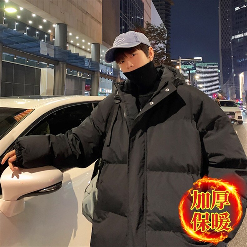 加厚棉服男冬连帽加绒棉衣外套黑色宽松羽绒棉袄面包服TT608P65,男装棉衣,星座1013-5
