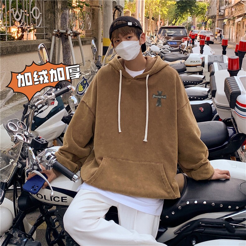 加绒新款港风宽松连帽套头卫衣X5675-常规P70控88-加绒P80控98,男装卫衣,电商A061-1
