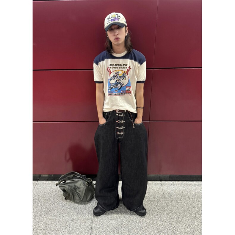 【有货】N7045CC-特P52丹宁原牛飞机扣baggy廓形弯刀牛仔裤,男装牛仔裤,星座1007（原301D）