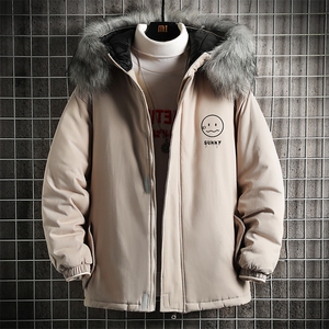 MM48072-P130 冬季大毛领棉衣男士大码加厚棉袄男棉服 网格图片