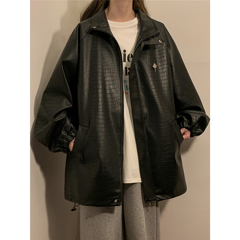 中性鳄鱼纹钢印字母可拆卸八芒星胸针设计夹克男JK77750P85控128，男装夹克，星座227-7