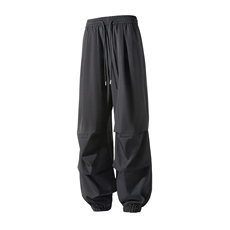 冰丝垂感褶皱束脚休闲裤K021立体92%聚酯纤维8%氨纶(S-2XL)TP22，男装休闲裤，电商A088