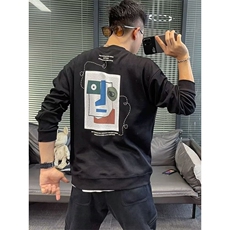加绒卫衣男款2025秋季新款套头印花休闲时尚长袖宽松潮牌圆领上衣，男装卫衣，星座506A