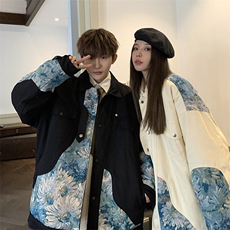 1港风情侣刺绣拼接设计棉衣大码M-5XL夹克棉服外套8706P115控158，男装夹克，星座226-2