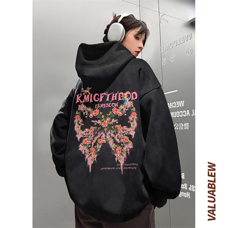 ！麂皮绒连帽卫衣直播品质重磅400克蝴蝶印花JL7086-P45控78,男装卫衣,星座508（原C305）