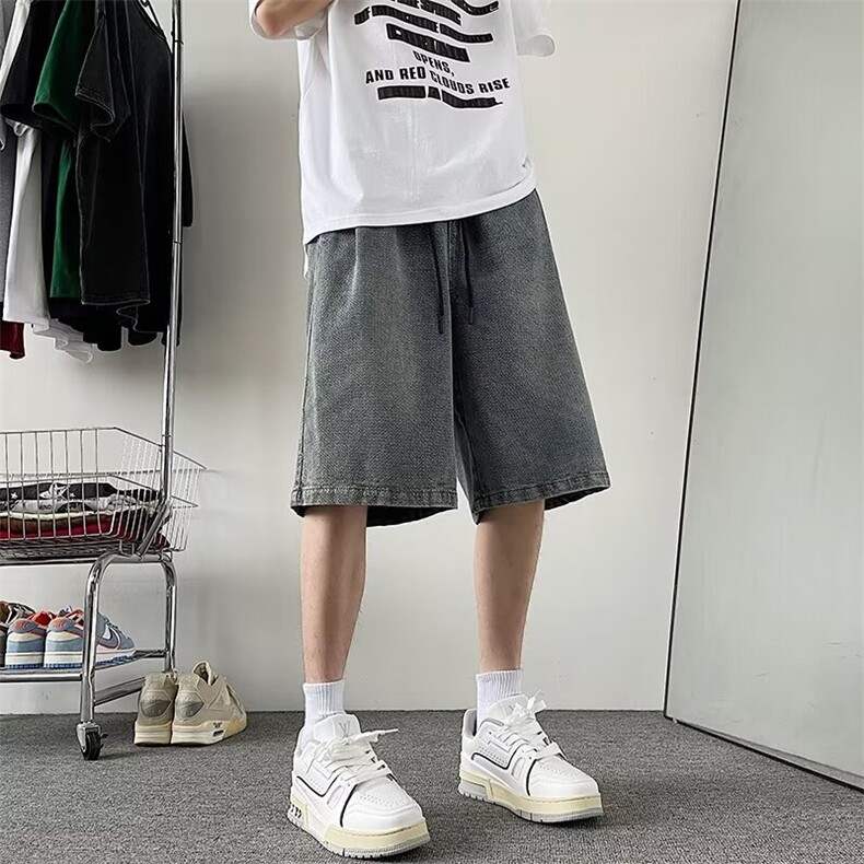 星空纹牛仔短裤男夏季薄款美式复古裤子休闲五六分裤NH222,男装牛仔裤,星座1116A-1（原606A）