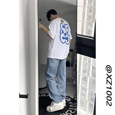 泼墨刺绣~美式ins高街小众设计感直筒牛仔裤XZ1002-K119-P60控78，男装牛仔裤，星座908