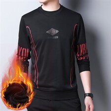 秋季男士圆领长袖印花卫衣男2023新款中青年商务休闲加绒男装上衣，男装卫衣，电商B212（原钱塘6029）