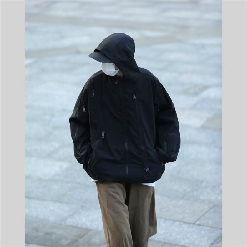 美式户外机能冲锋衣外套男cityboy防水高街潮连帽夹克~JK7470图片
