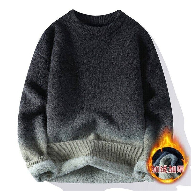 84784JR-特P70秋冬新款加绒加厚毛衣男针织渐变色打底衫,男装针织衫/毛衣,电商D310B