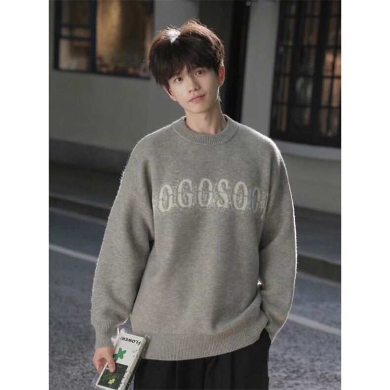 刺绣美式毛衣男女宽松针织衫潮牌情侣秋冬加厚毛线衣网B143-P53，男装针织衫/毛衣，星座910-1