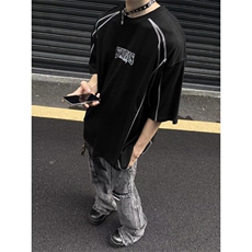 五分袖宽松型青少年简约夏季圆领时尚潮青年凉感速干户外运动T恤，男装T恤，星座506A