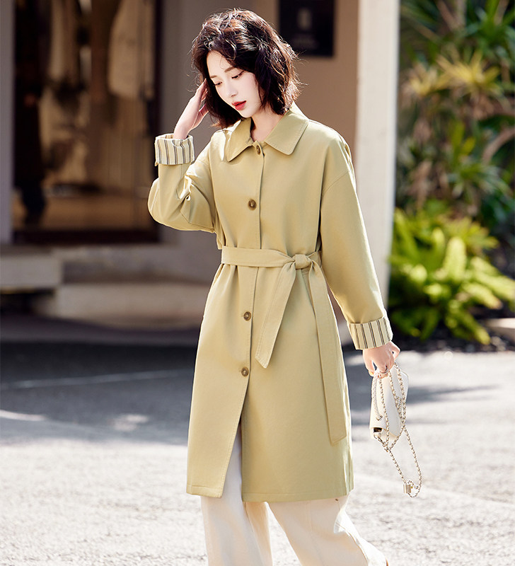 风衣外套女中长款2025春秋新款时尚休闲高级感英伦风洋气翻领大衣,女装风衣,姿萝菲