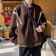 毛呢夹克男士美式复古衣服宽松棒球服呢子外套2024年潮W6293-P60，男装夹克，星座412-2