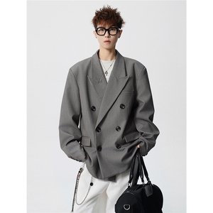 双排扣大码M-5XL西服男成分 96%聚酯纤维4%氨纶XF78127P85控128图片