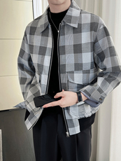 轻熟风男士秋冬格子2025秋季长袖夹克店主风JK8005-P130，男装夹克，电商A236
