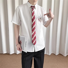DK制服短袖衬衫男女宽松班服刺绣情侣高中毕业照校供感jk学院风，男装T恤，星座506A